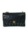 【中古】CHANEL◆マトラッセ25_クラシック_ココマーク_ハンドバッグ/山羊革/BLK/ダブルチェーン/ココマーク【バッグ】