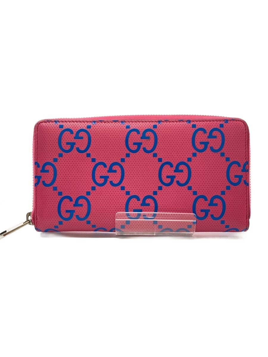 【中古】GUCCI◆GGエンボス_ジップアラウンド/長財布/レザー/ピンク/625558/内側多少汚れ有【服飾雑貨他】