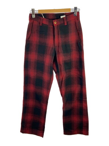 【中古】AT-DIRTY◆FORESTER PANTS/ ボトム/S/ウール/RED/チェック【メンズウェア】 【中古】AT-DIRTY◆FORESTER PANTS/ ボトム/S/ウール/RED/チェック【メンズウェア】