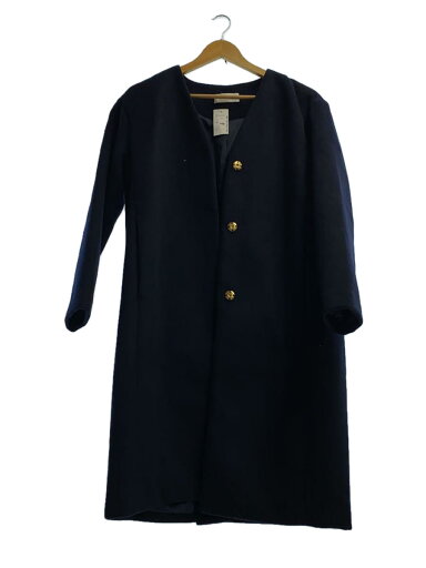 【中古】GALLARDAGALANTE◆ノーカラーコート/FREE/ポリエステル/BLK【レディースウェア】 【中古】GALLARDAGALANTE◆ノーカラーコート/FREE/ポリエステル/BLK【レディースウェア】