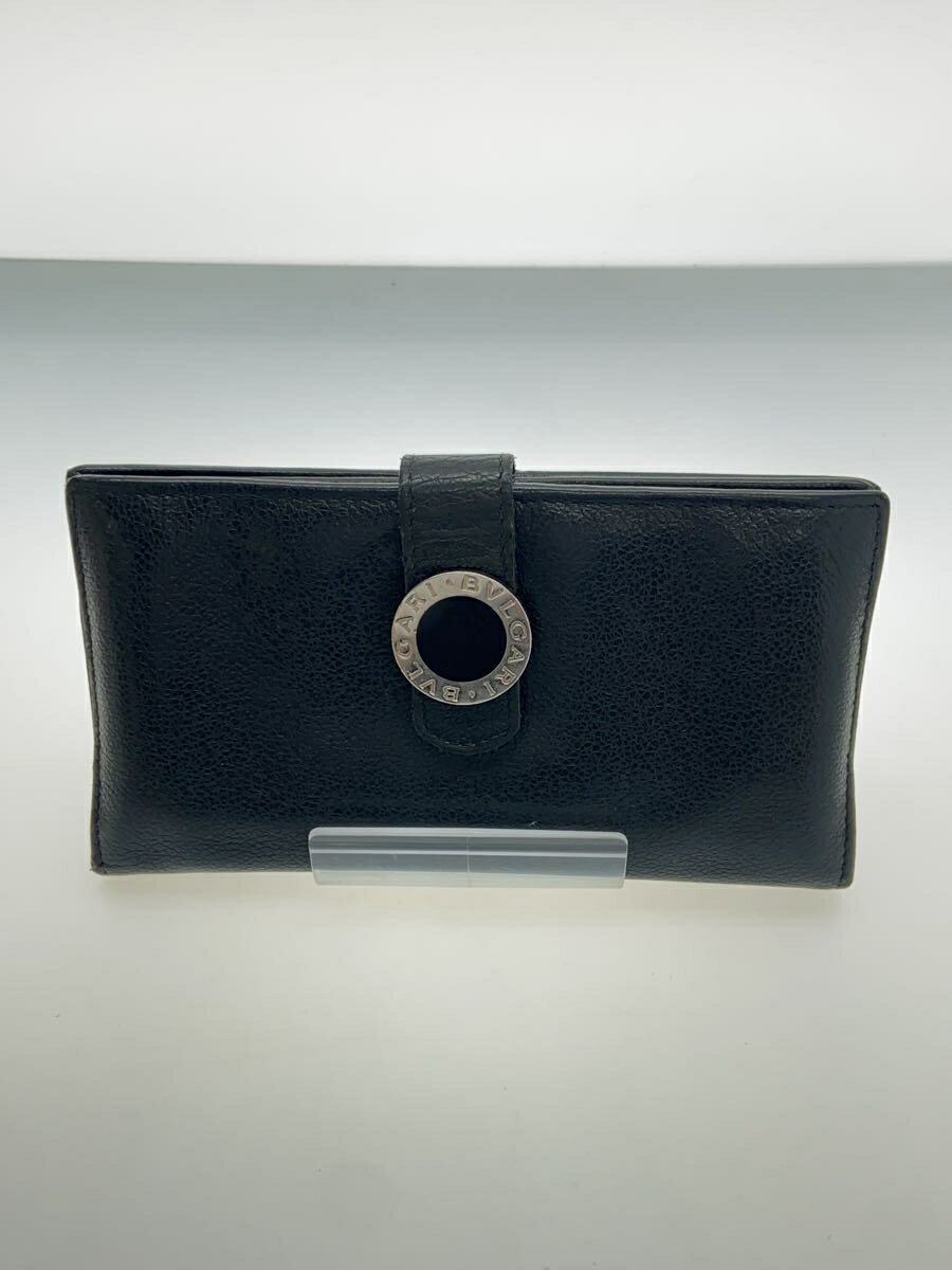 【中古】BVLGARI◆長財布/レザー/BLK/無地/メンズ【服飾雑貨他】