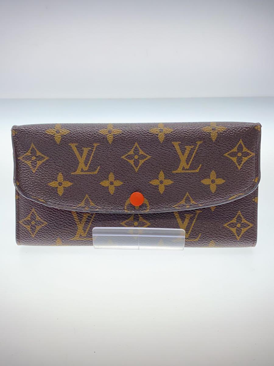 【中古】LOUIS VUITTON◆ポルト・フォイユ・エミリー_モノグラム・キャンバス_BRW_フューシャ/PVC/BRW/レディース【服飾雑貨他】