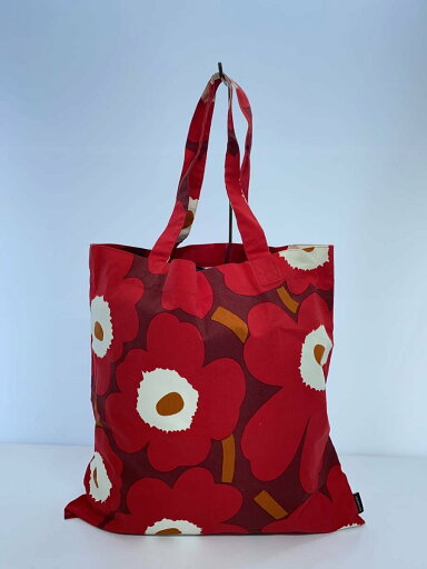 【中古】marimekko◆トートバッグ/コットン/RED/総柄【バッグ】 【中古】marimekko◆トートバッグ/コットン/RED/総柄【バッグ】