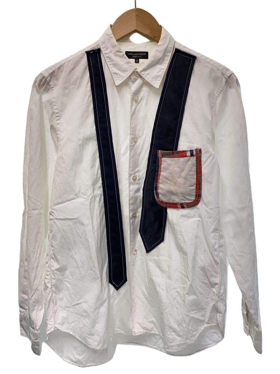 【中古】COMME des GARCONS HOMME PLUS◆2010SS/反骨精神期/ネクタイドッキング長袖シャツ/XS/ホワイト/PE-B004【メンズウェア】