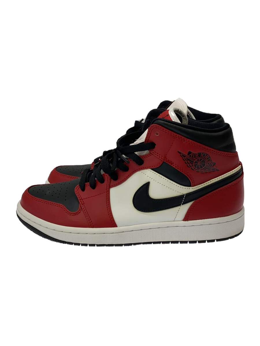 【中古】NIKE◆AIR JORDAN 1 MID/27.5cm/RED【シューズ】