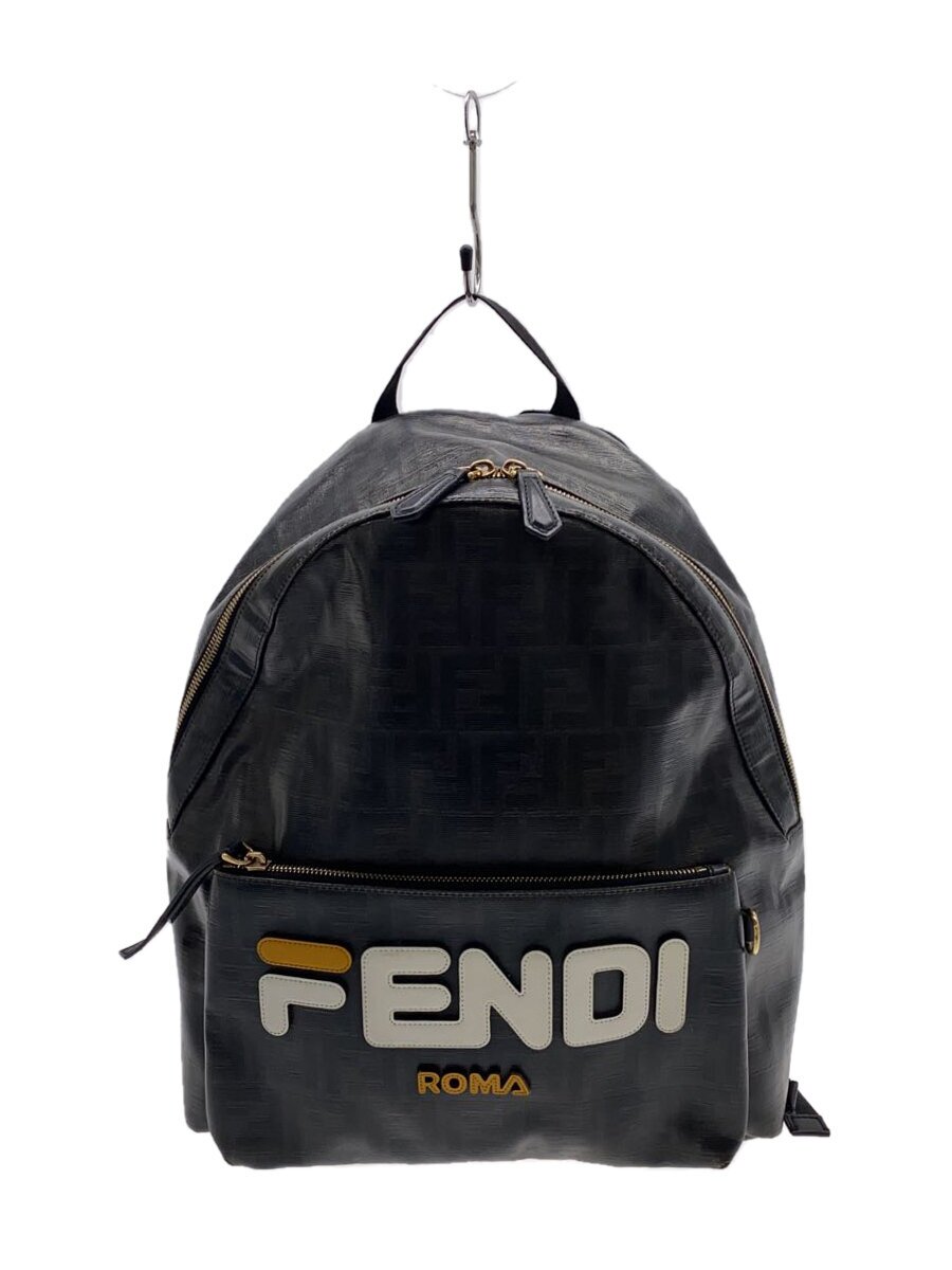 FENDI - 【中古】FENDI◆ズッカ柄/バックパック/ブラック/総柄/多数加工剥がれ有【バッグ】