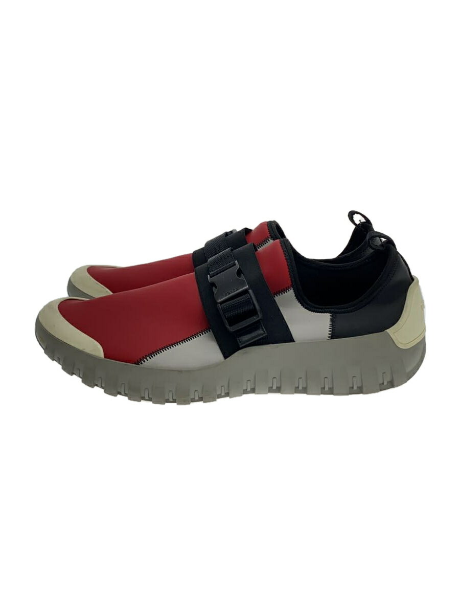 【中古】PRADA◆Frog Sneakers/ローカットスニーカー/UK7.5/レッド/グレー/4D3136/PVC/ラバー【シューズ】