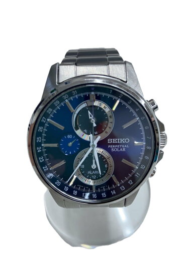 【中古】SEIKO◆PERPETUAL SOLAR/ソーラー腕時計/アナログ/ステンレス/NVY/SLV/SS/V198-0AC0【服飾雑貨他】 【中古】SEIKO◆PERPETUAL SOLAR/ソーラー腕時計/アナログ/ステンレス/NVY/SLV/SS/V198-0AC0【服飾雑貨他】