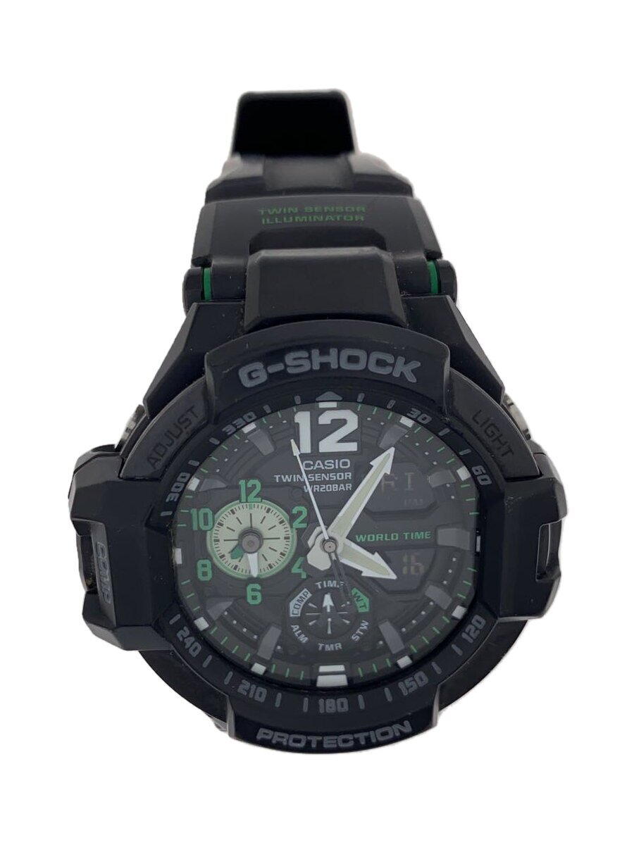 【中古】CASIO◆クォーツ腕時計・G-SHOCK/デジアナ/ラバー/BLK/BLK/SS【服飾雑貨他】