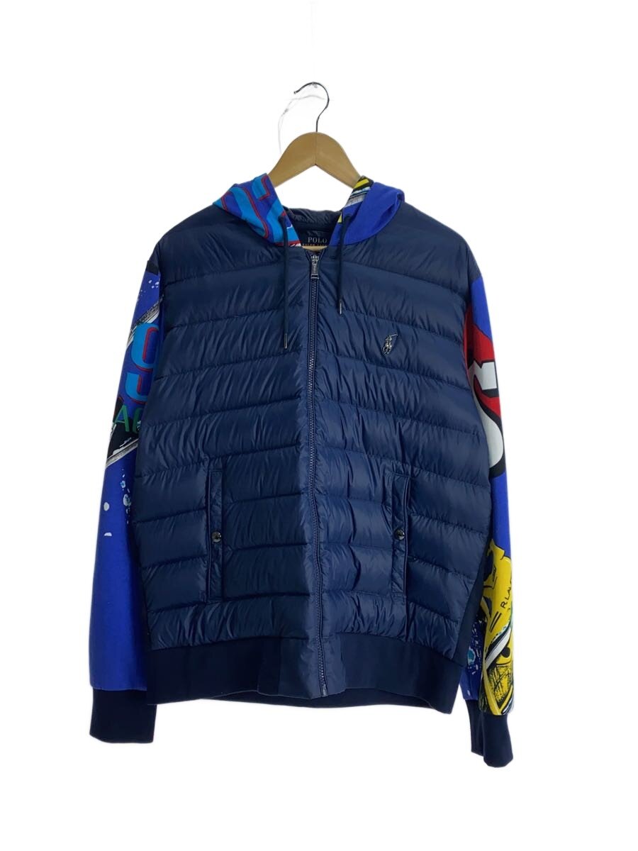 【中古】POLO RALPH LAUREN◆SUICIDE SKI JACKET/ダウンジャケット/L/ナイロン/NVY/総柄/0200011716//【メンズウェア】