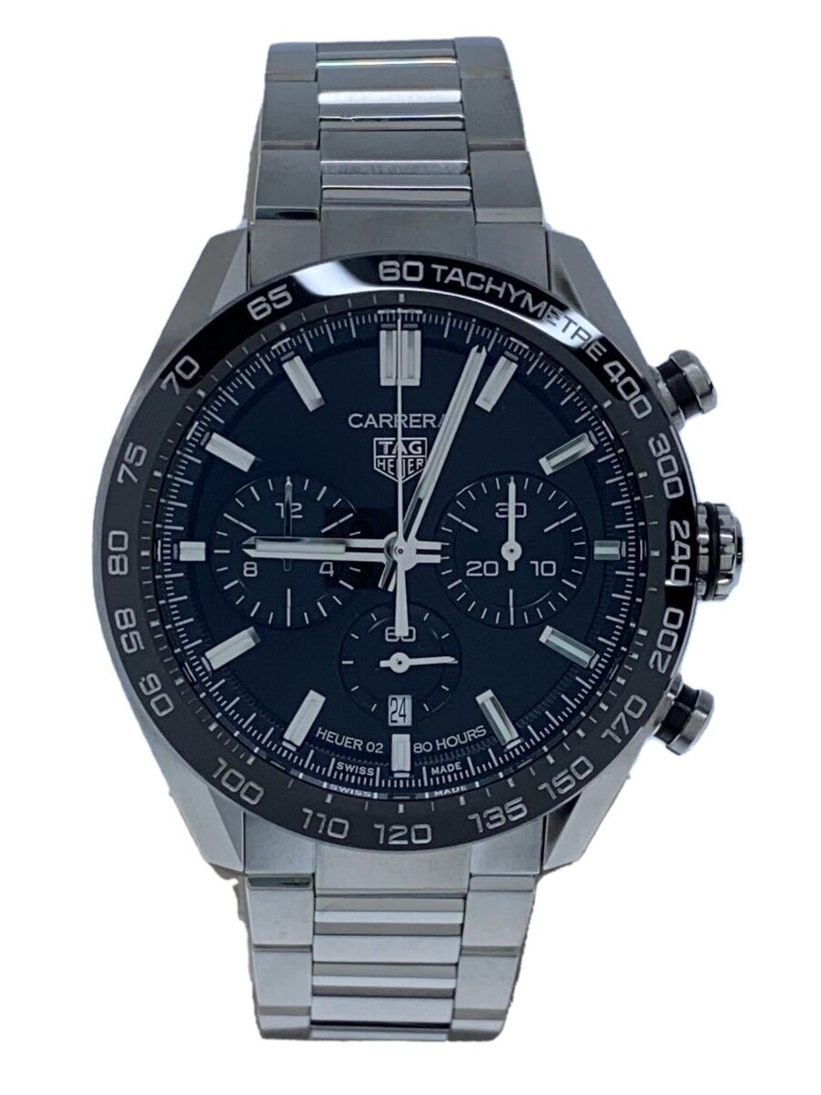 【中古】TAGHeuer◆カレラホイヤー02/CBN2A1B/腕時計/アナログ/BLK/SLV【服飾雑貨他】
