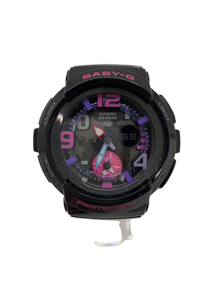 Y - 【中古】CASIO◆腕時計/デジアナ/ラバー/PNK/BLK/BGA-190【服飾雑貨他】