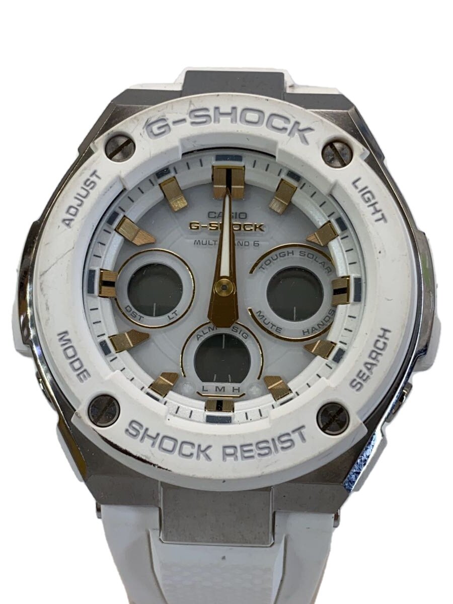 【中古】CASIO◆ソーラー腕時計・G-SHOCK/デジアナ/WHT/WHT【服飾雑貨他】