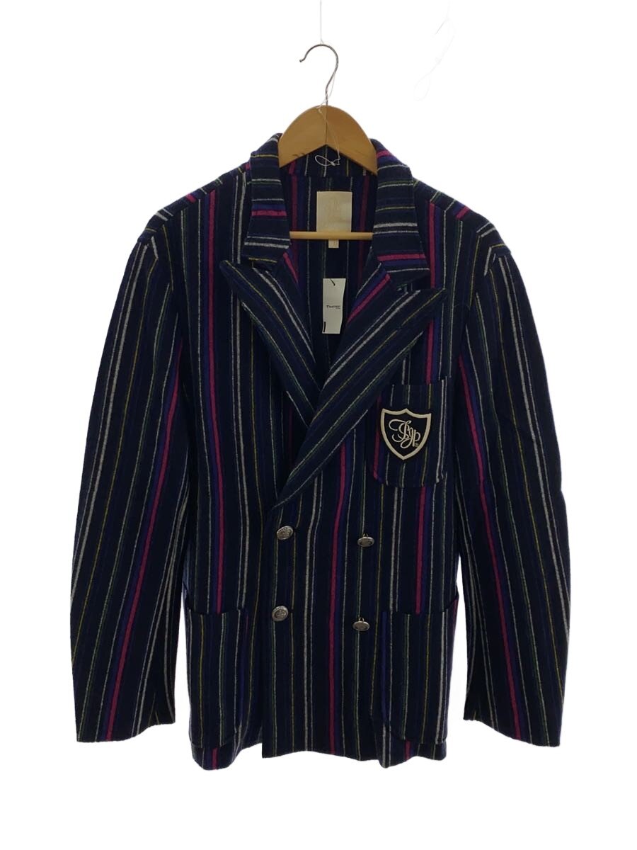 The Stylist Japan◆MULTI STRIPE KNIT WB JACKET/M/ウール/NVY/ストライプ/TSJK-03002