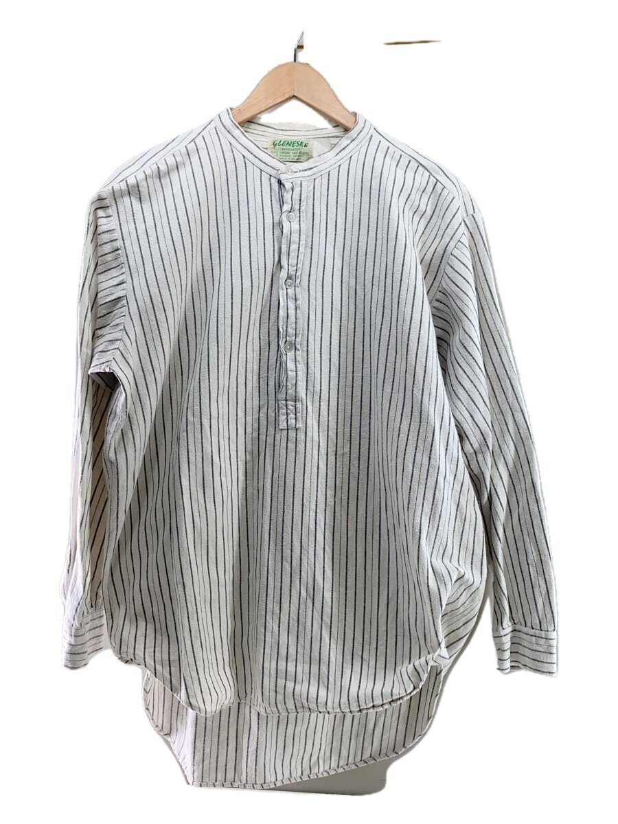 GLENESK 【中古】GLENESKE/シャツ/XXL/コットン/WHT/ストライプ/プルオーバー/グランパシャツ【メンズウェア】