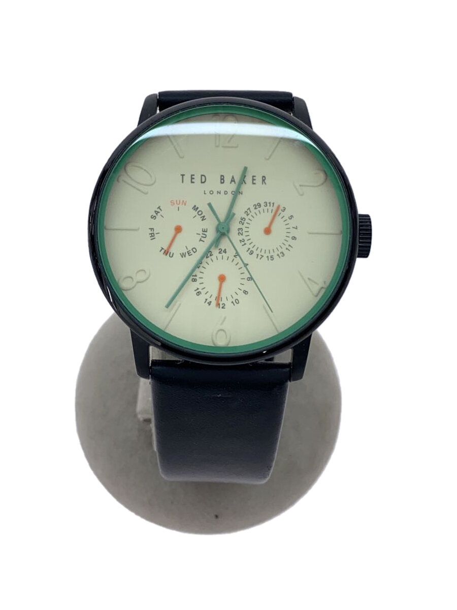 【中古】TED BAKER◆クォーツ腕時計/アナログ/レザー/WHT/BLK/SS【服飾雑貨他】