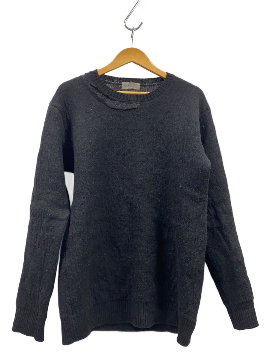 【中古】yohji yamamoto POUR HOMME◆15aw/WOOL DAMAGED KNIT/3/ウール/BLK/HY-K08-174//【メンズウェア】