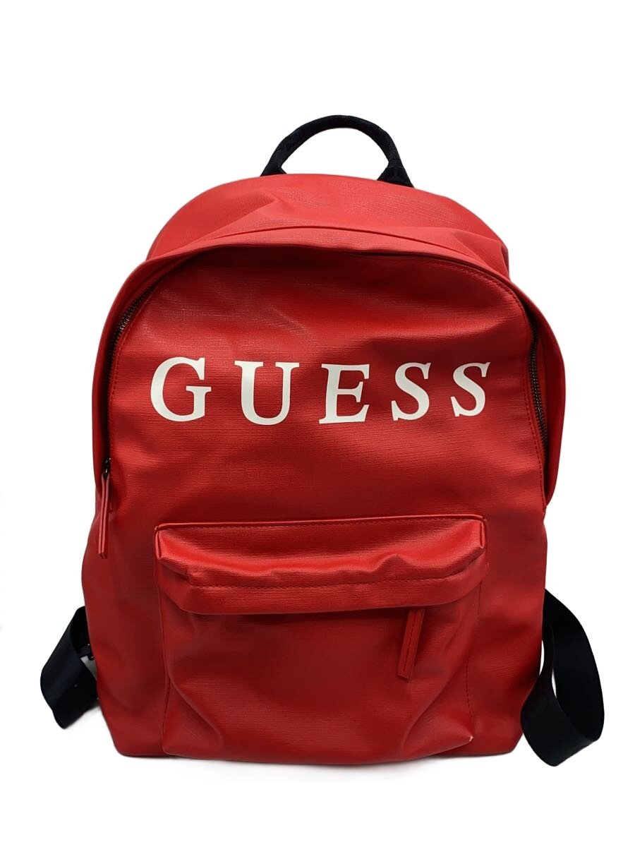 【中古】GUESS◆リュック/PVC/RED【バッグ】