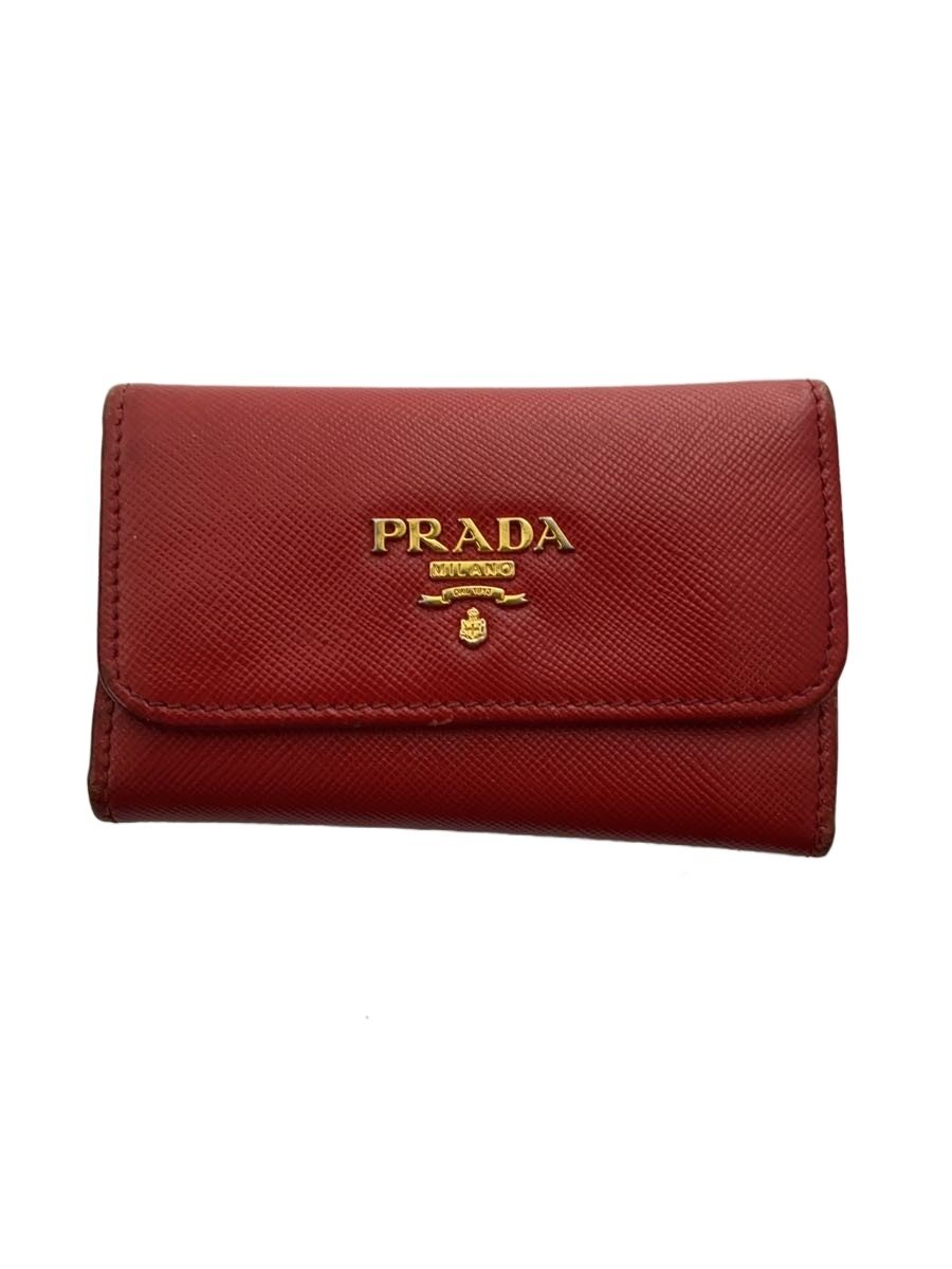 【中古】PRADA◆キーケース/レザー/RED/レディース【服飾雑貨他】