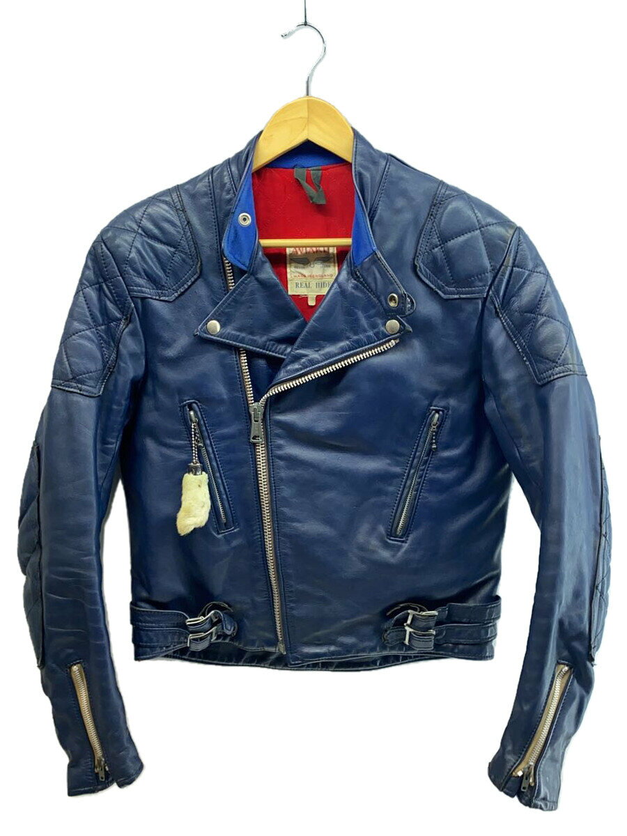 【中古】Lewis Leathers◆70S/イングランド製/レザージャケット・ブルゾン/38/レザー/ネイビー/? NULL ?【メンズウェア】