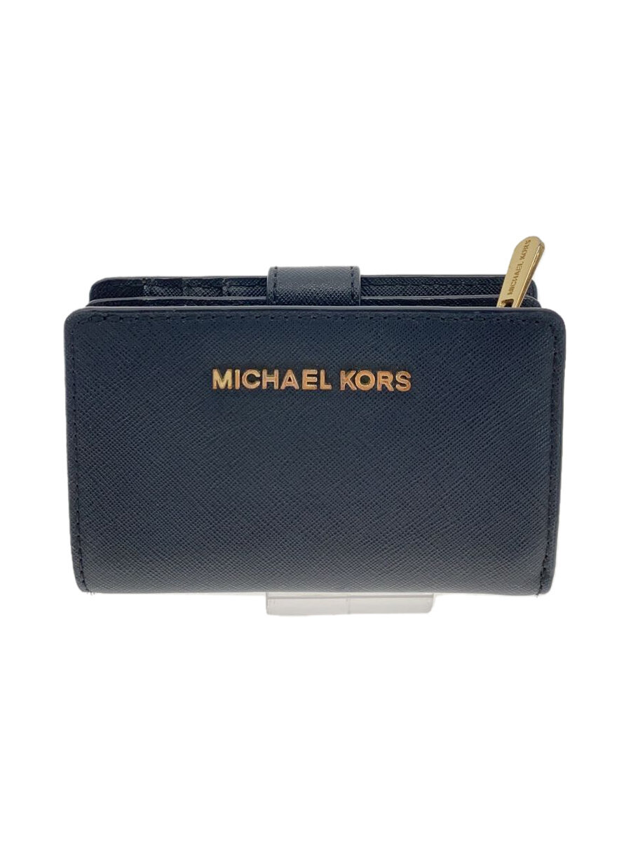 【中古】MICHAEL KORS◆2つ折り財布/PVC/BLK/レディース【服飾雑貨他】