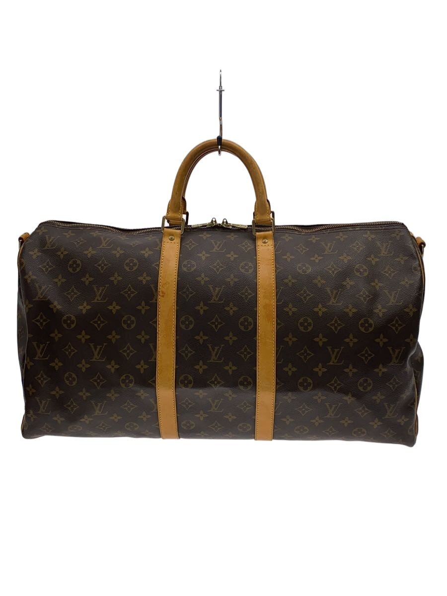【中古】LOUIS VUITTON◆キーポル・バンドリエール55_モノグラム・キャンバス/PVC/BRW/総柄【バッグ】