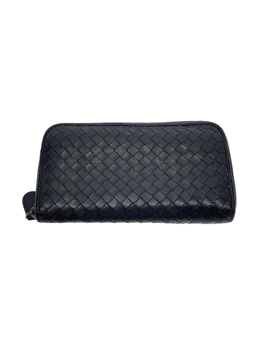 【中古】BOTTEGA VENETA◆イントレチャート/長財布/レザー/ネイビー/メンズ【服飾雑貨他】
