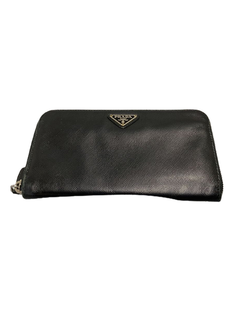 【中古】PRADA◆長財布/レザー/BLK/無地/メンズ//【服飾雑貨他】