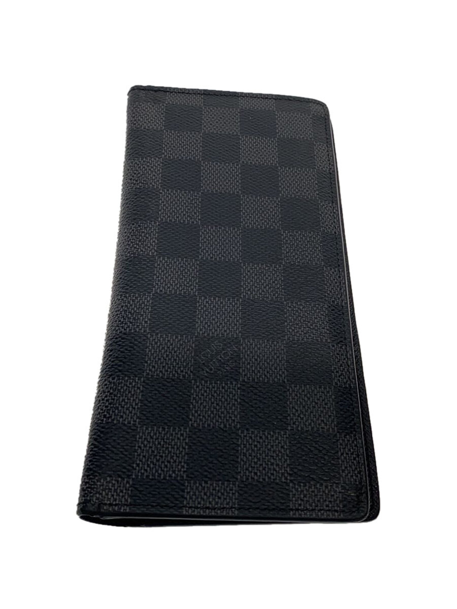 【中古】LOUIS VUITTON◆ポルト・フォイユ・ブラザ_ダミエ・グラフィット_BLK/PVC/BLK/メンズ【服飾雑貨他】