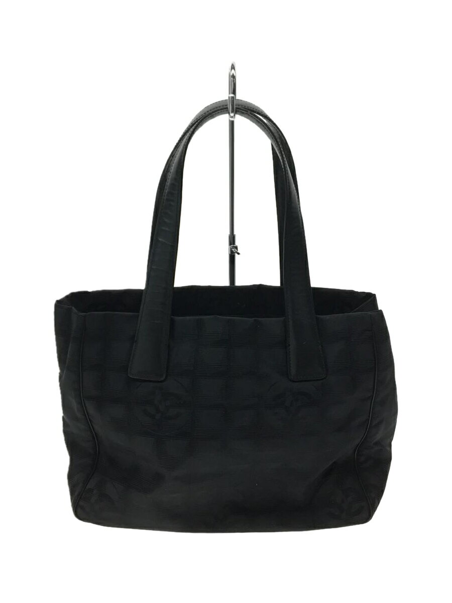 【中古】CHANEL◆トートバッグ/ナイロン/BLK/総柄【バッグ】