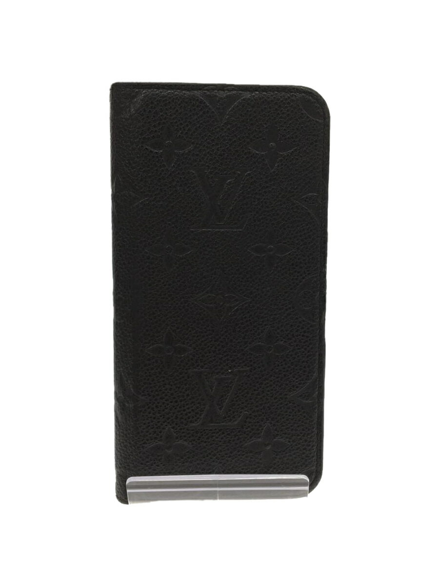 【中古】LOUIS VUITTON◆IPHONEXSMAX・フォリオ_モノグラム・アンプラント_BLK/牛革/BLK【服飾雑貨他】