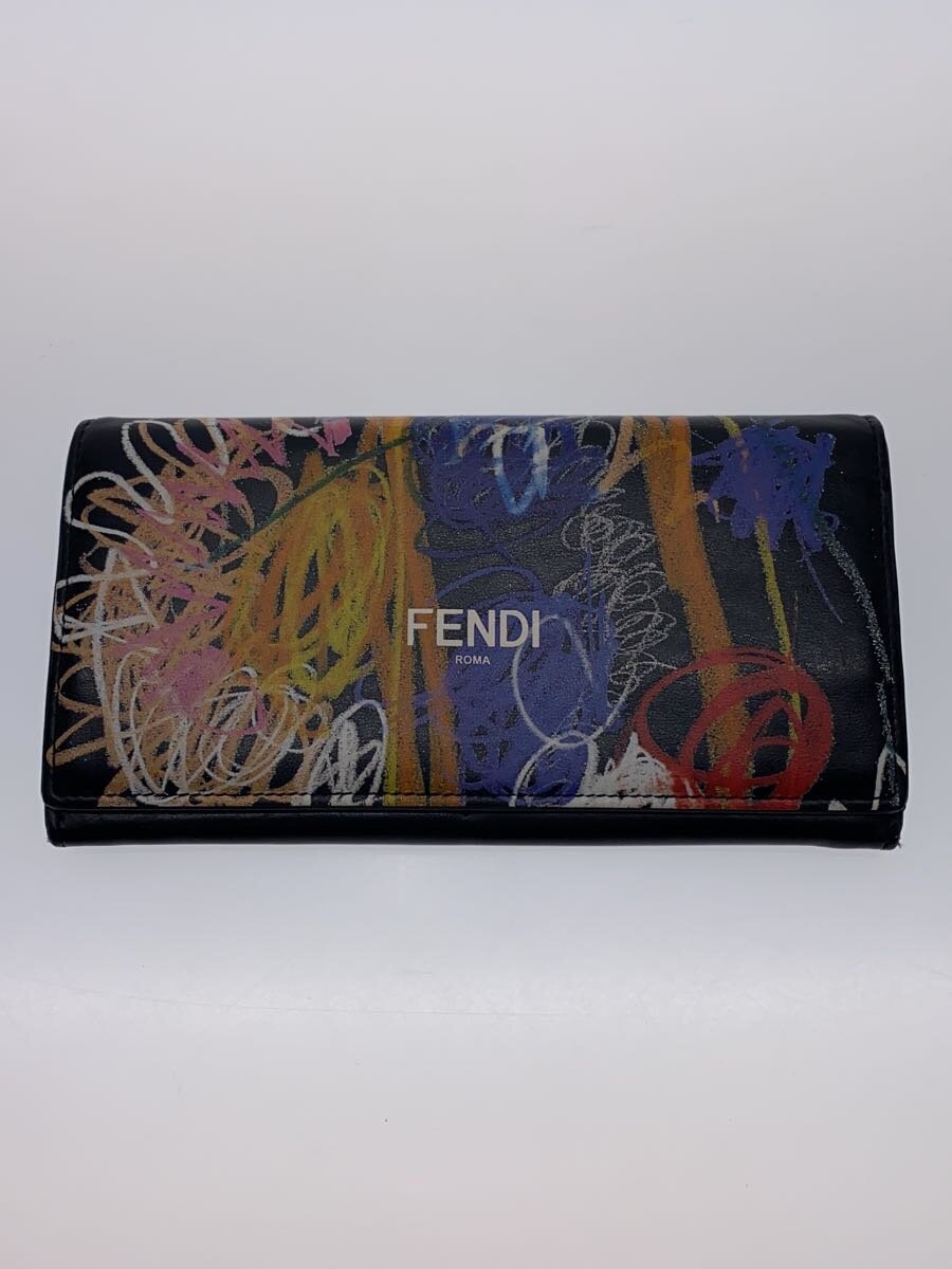 【中古】FENDI◆長財布/レザー/BLK/総柄/メンズ/7M0264 AH8Q【服飾雑貨他】
