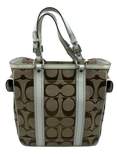 【中古】COACH◆トートバッグ_シグネチャー_ベージュ/キャンバス/BEG/総柄【バッグ】 【中古】COACH◆トートバッグ_シグネチャー_ベージュ/キャンバス/BEG/総柄【バッグ】