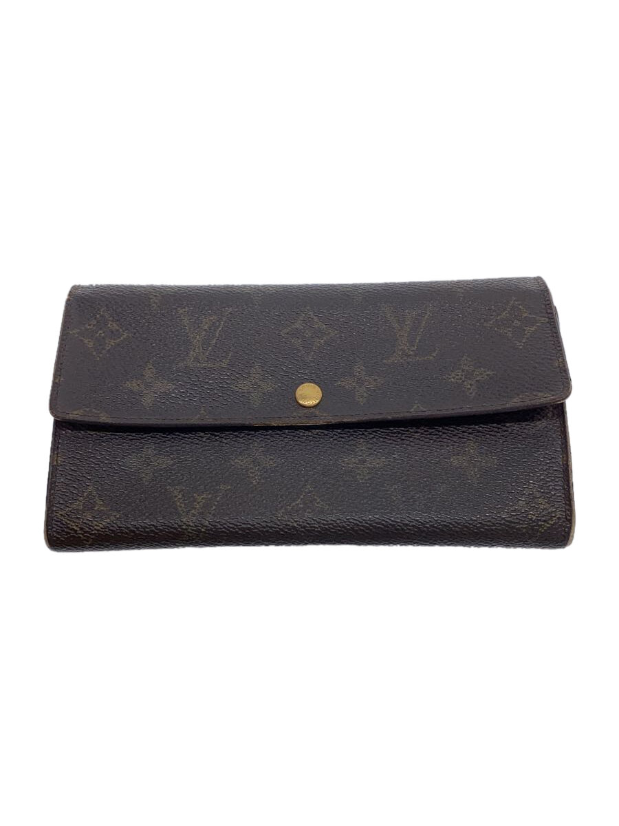 【中古】LOUIS VUITTON◆ポシェット・ポルト・モネ・クレディ_モノグラム・キャンバス_BRW/PVC/ブラウン/モノグラム/メンズ【服飾雑貨他】