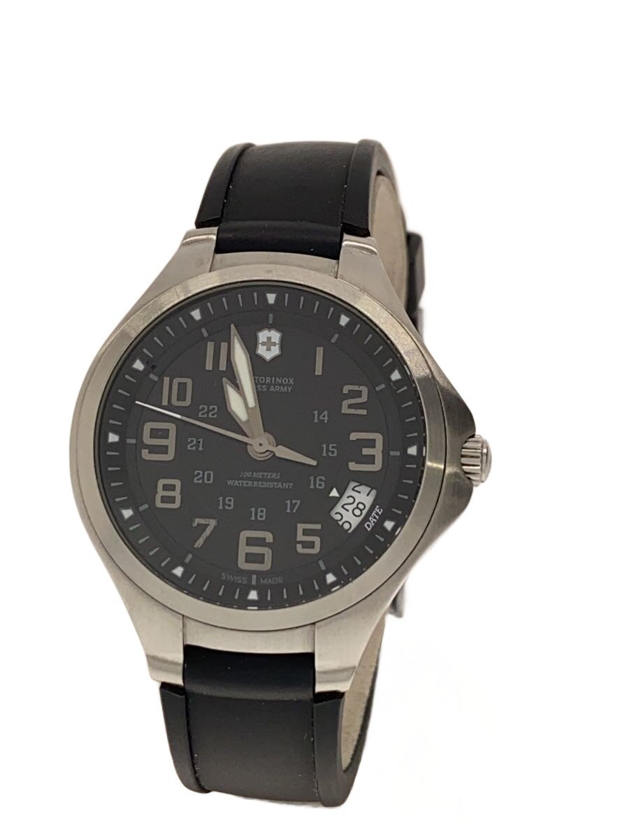 【中古】VICTORINOX◆ベースキャンプ/10気圧防水/クォーツ腕時計/アナログ/ラバー/BLK/BLK/241470【服飾雑貨他】