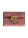 【中古】GUCCI◆キーケース_インターロッキングG_グッチシマ/フェイクレザー/PNK/レディース【服飾雑貨他】