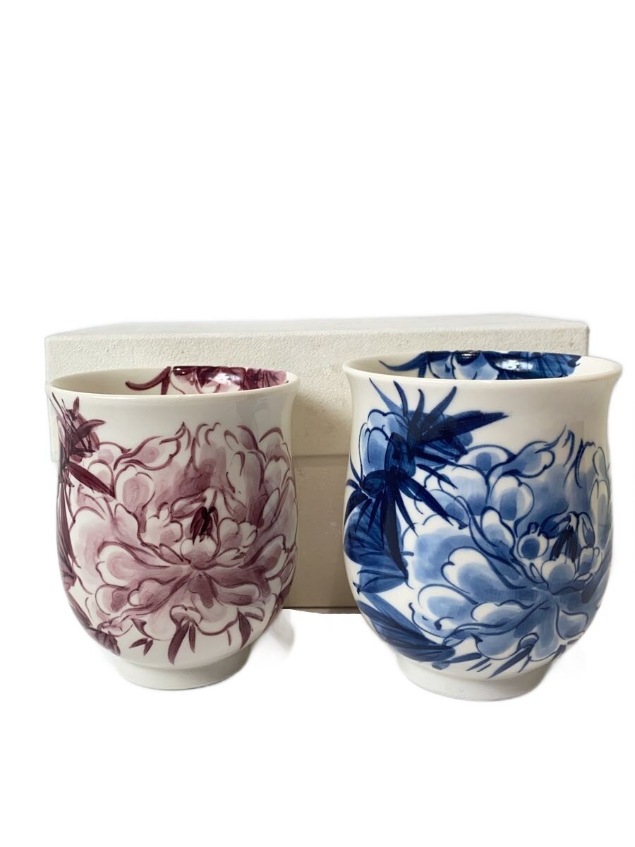 【中古】京焼(俊山窯)◆湯呑/2点セット/WHT/清水焼【キッチン用品】