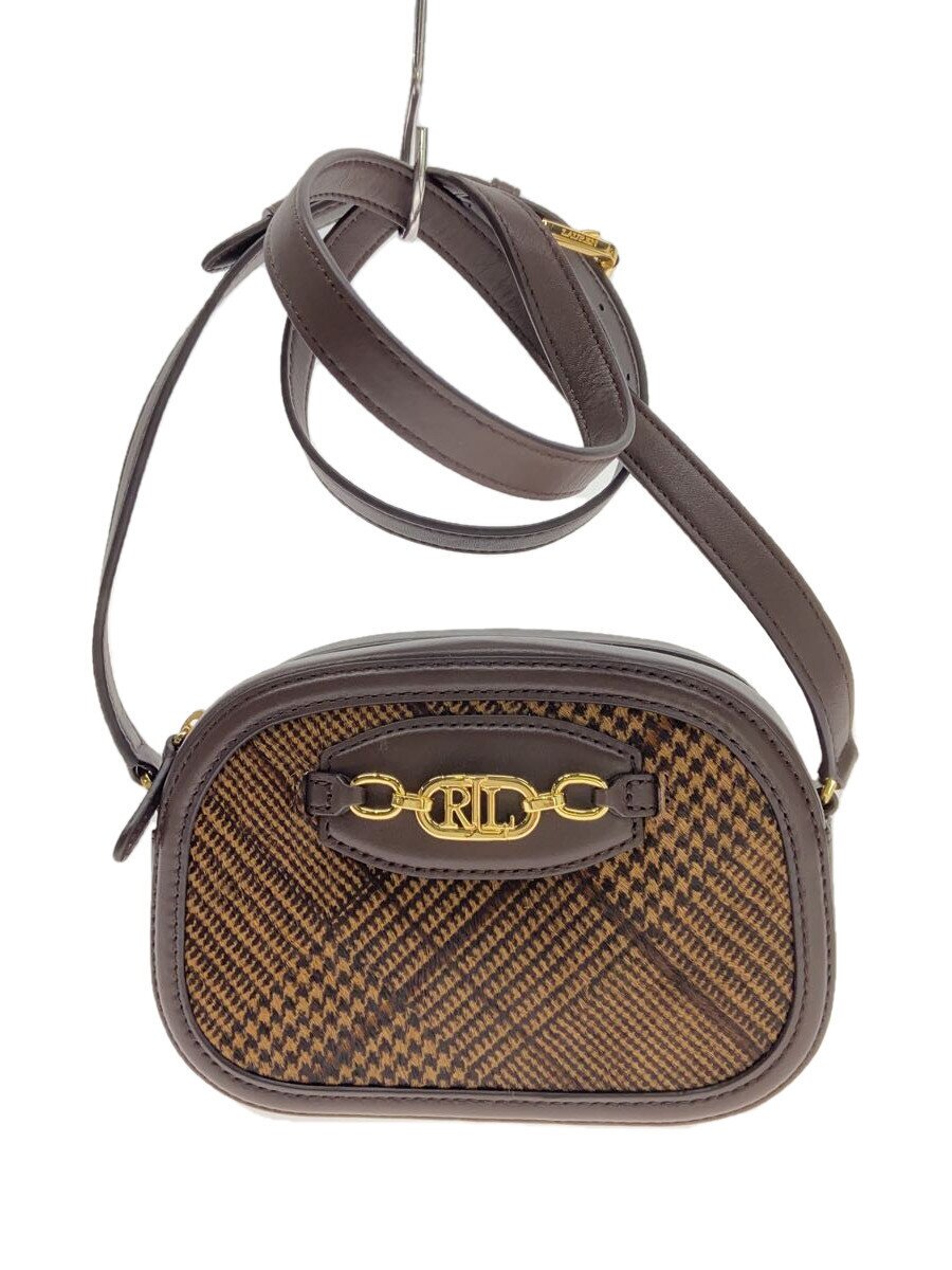 【中古】LAUREN RALPH LAUREN◆グレンチェックミディアムJordynnクロスボディバッグ/LRLチェーンロゴ/レザー/431917279【バッグ】