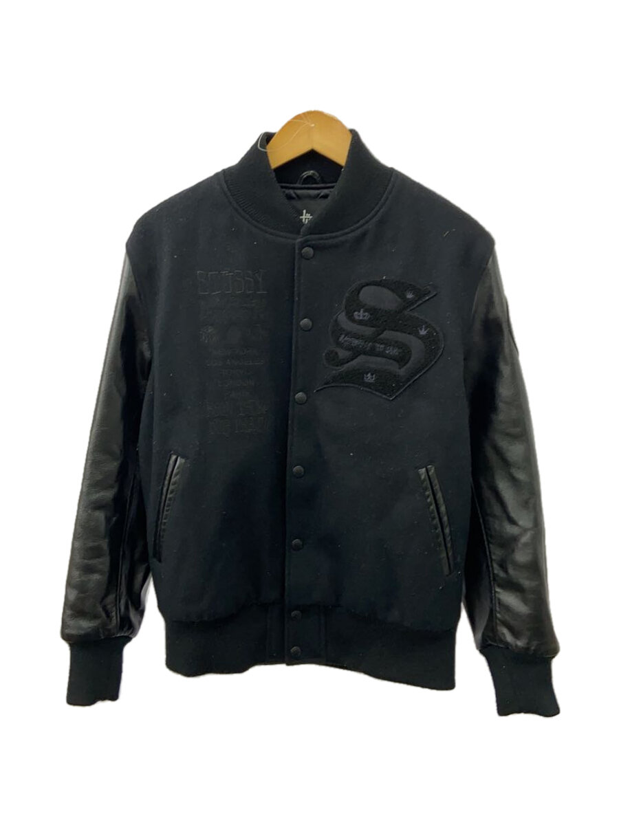 【中古】STUSSY◆スタジャン/M/ウール/BLK/無地/KingOfDiggin 45King【メンズウェア】