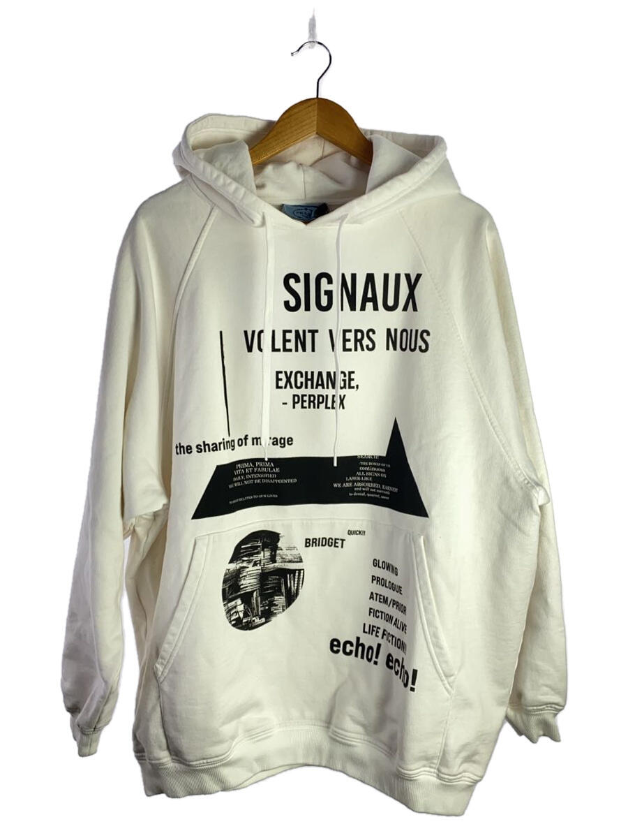 【中古】PRADA◆パーカー/M/コットン/ホワイト【メンズウェア】