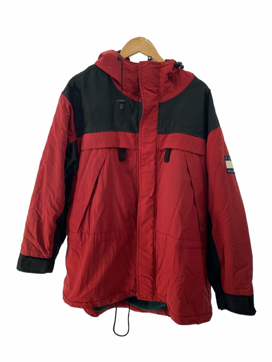 【中古】TOMMY HILFIGER◆マウンテンパーカ/L/ナイロン/RED【メンズウェア】