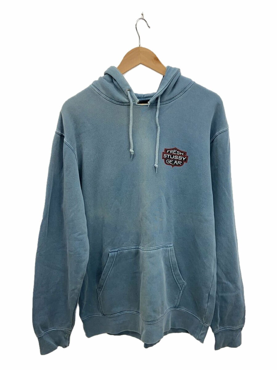 【中古】STUSSY◆Fresh Gear Dyed Hoodie/M/コットン/BLU/プリント【メンズウェア】