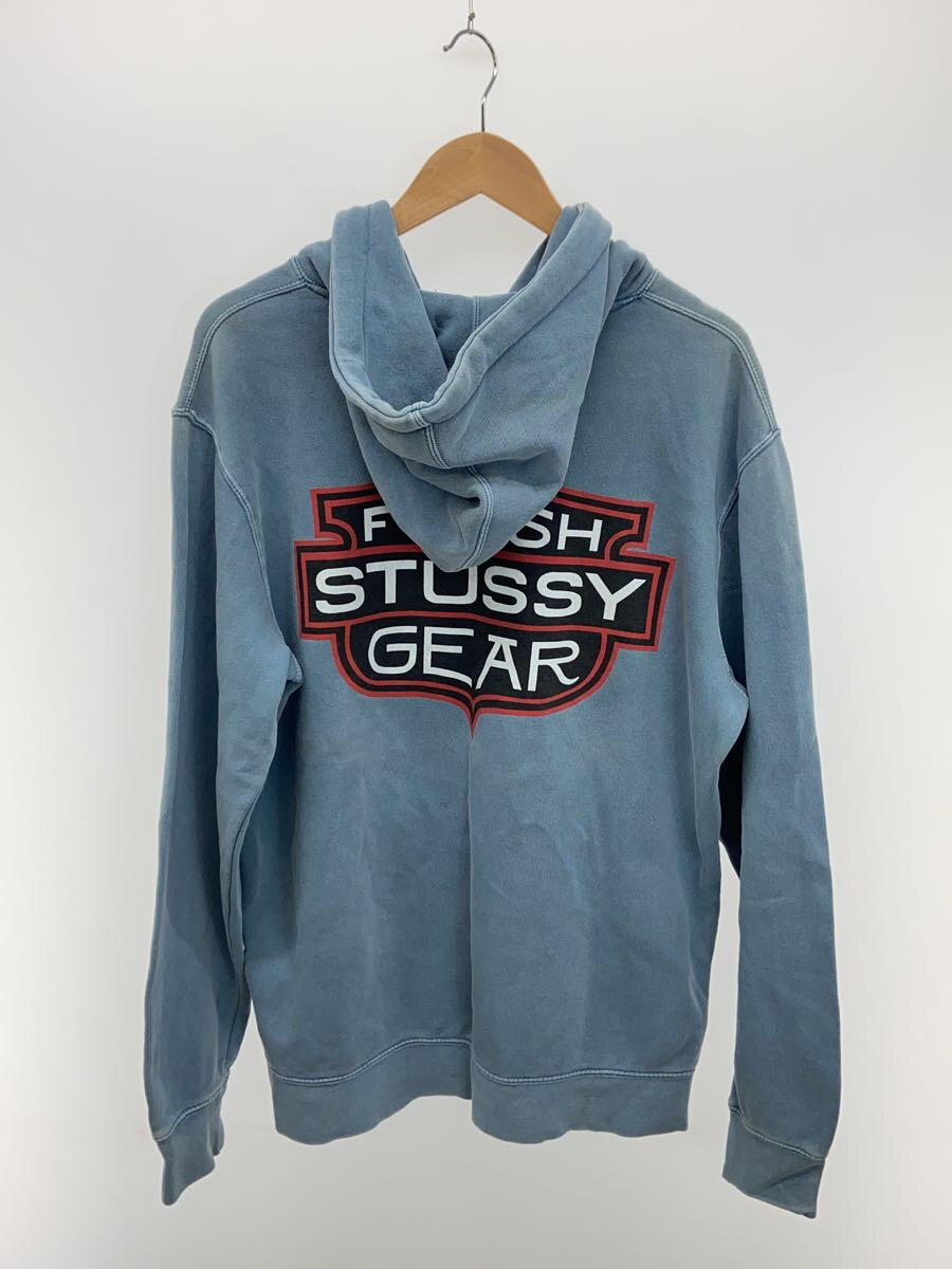 【中古】STUSSY◆Fresh Gear Dyed Hoodie/M/コットン/BLU/プリント【メンズウェア】