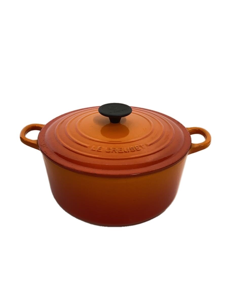 【中古】LE CREUSET◆鍋/ココット・ロンド/サイズ:24cm/ORN/ダメージ有【キッチン用 ...