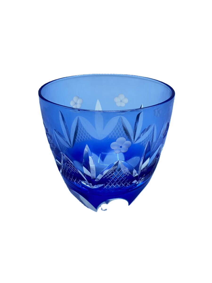 【中古】江戸切子◆切子屋/丸ロックグラス/松竹梅/BLU//【キッチン用品】