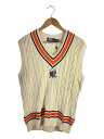 【中古】POLO RALPH LAUREN◆クリケットニットベスト(厚手)/L/コットン/BEG【メンズウェア】