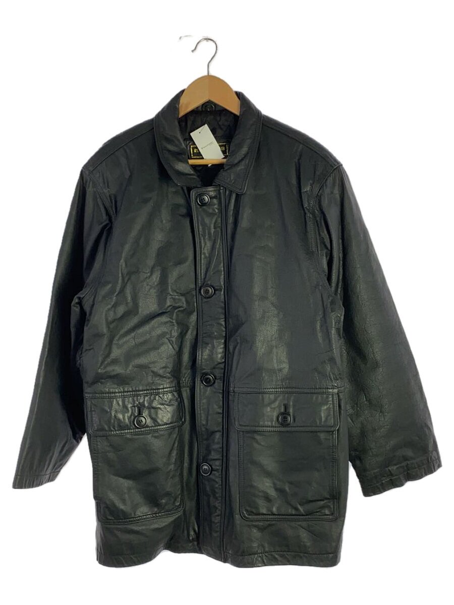 【中古】ステンカラーコート/L/牛革/BLK/M042【メンズウェア】