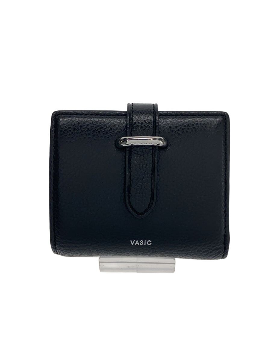 【中古】VASIC◆2つ折り財布/レザー/BLK/無地/レディース/vc-3521-317-hs【服飾雑貨他】