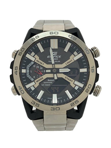 【中古】CASIO◆ソーラー腕時計_EDIFICE/デジアナ/ステンレス/BLK/SLV【服飾雑貨他】 【中古】CASIO◆ソーラー腕時計_EDIFICE/デジアナ/ステンレス/BLK/SLV【服飾雑貨他】