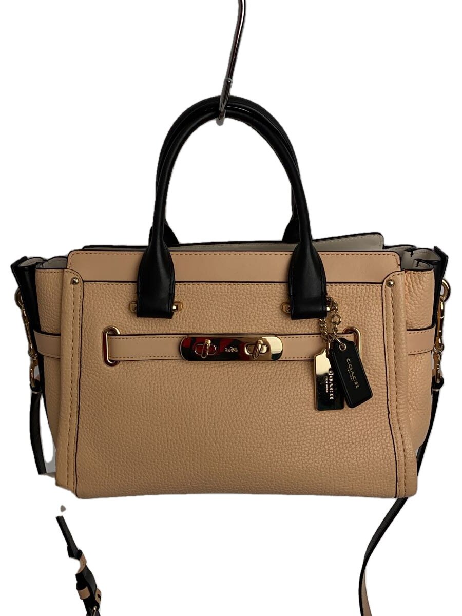 COACH - 【中古】COACH◆ハンドバッグ/レザー/BEG【バッグ】